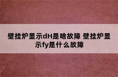 壁挂炉显示dH是啥故障 壁挂炉显示fy是什么故障